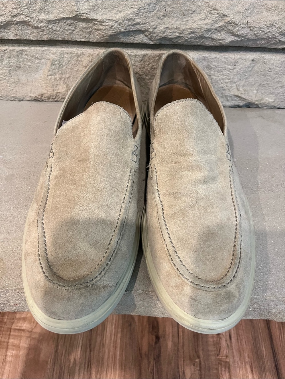 PETER MILLAR Excursionist Venetian Loafer Men Size 12 Sand Slip On Suede Shoe